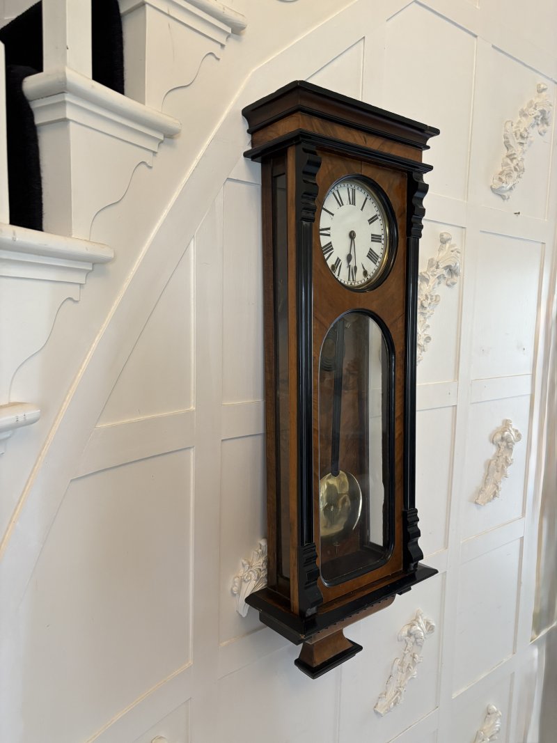 Antique Victorian Quality Figured Walnut 8 Day Wall Clock - Image 4